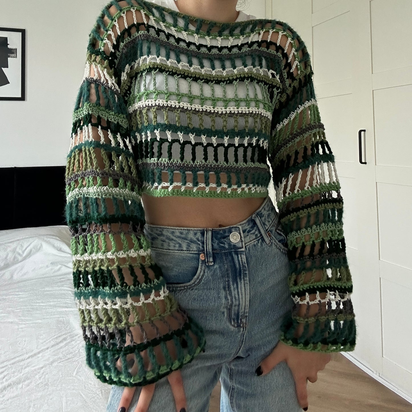 Crochet Cropped Long Sleeve Shrug Pattern