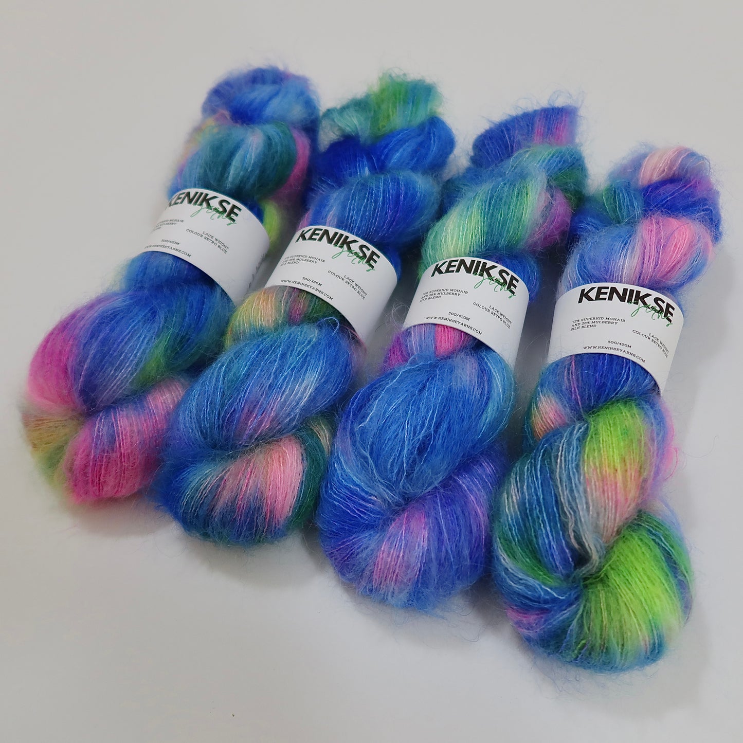 Lace Weight Superkid Mohair and Mulberry Silk Yarn 50g in colour Retro Blue