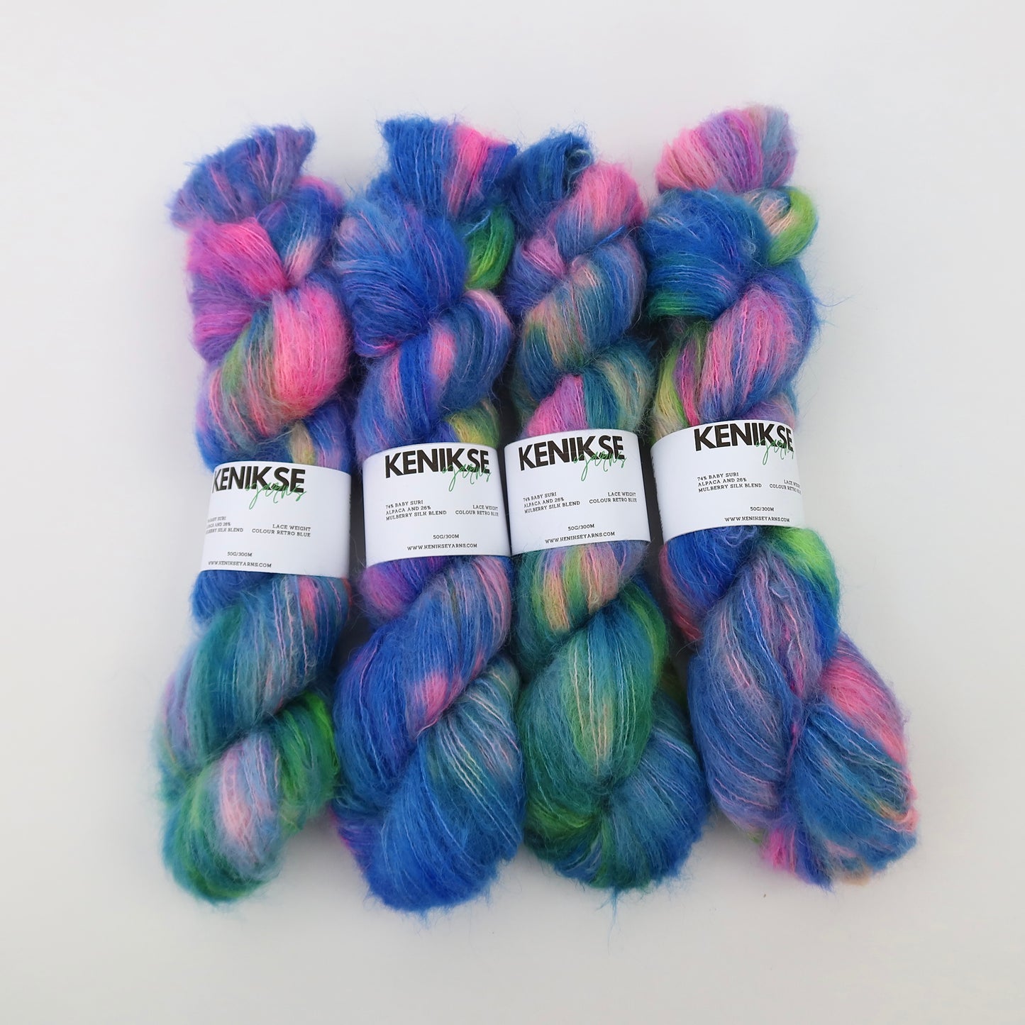 Lace Weight Baby Suri Alpaca and Mulberry Silk 50g in colour Retro Blue