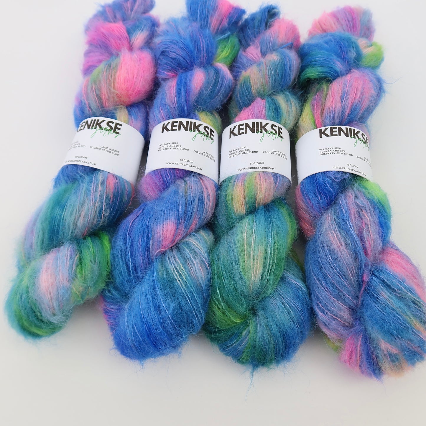 Lace Weight Baby Suri Alpaca and Mulberry Silk 50g in colour Retro Blue