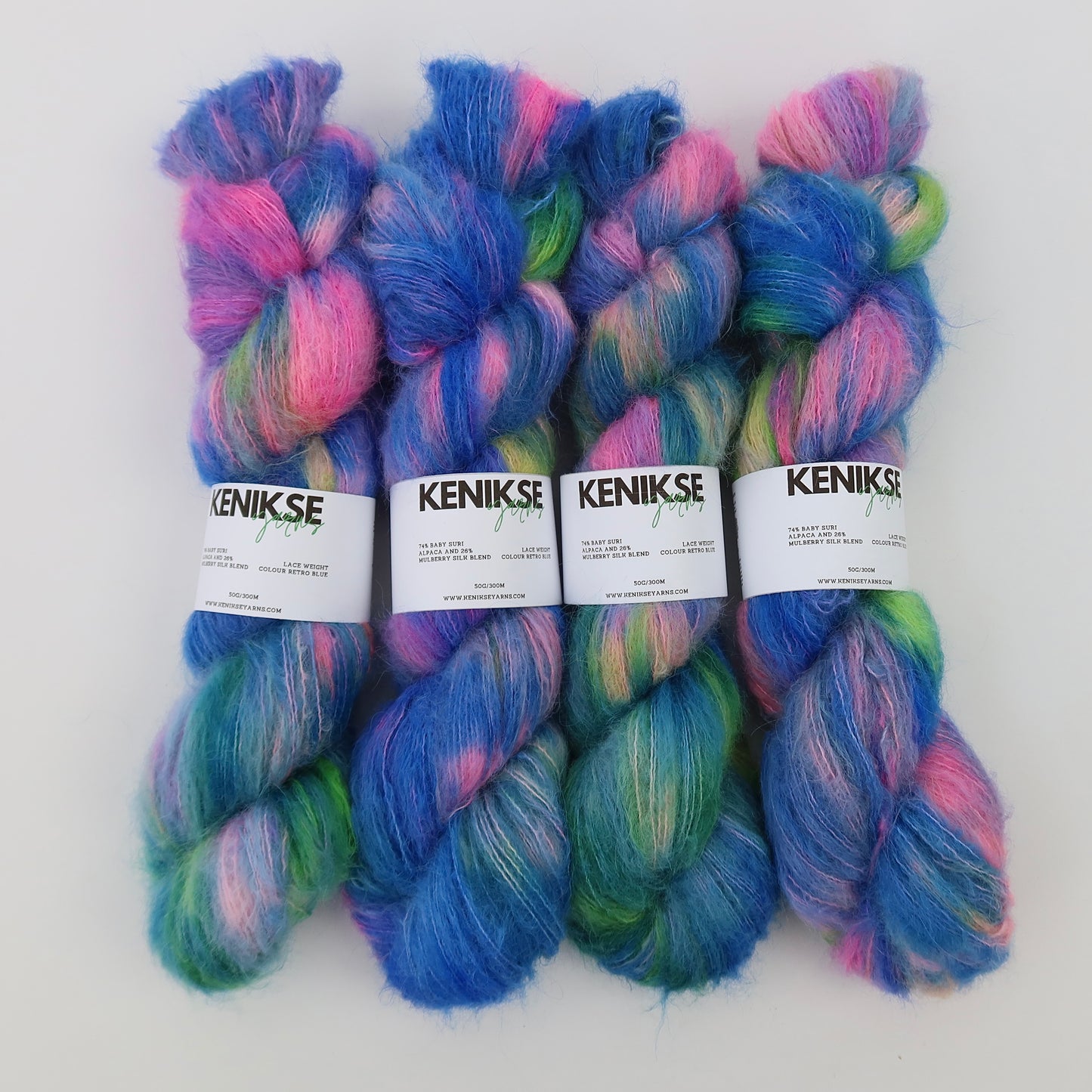 Lace Weight Baby Suri Alpaca and Mulberry Silk 50g in colour Retro Blue