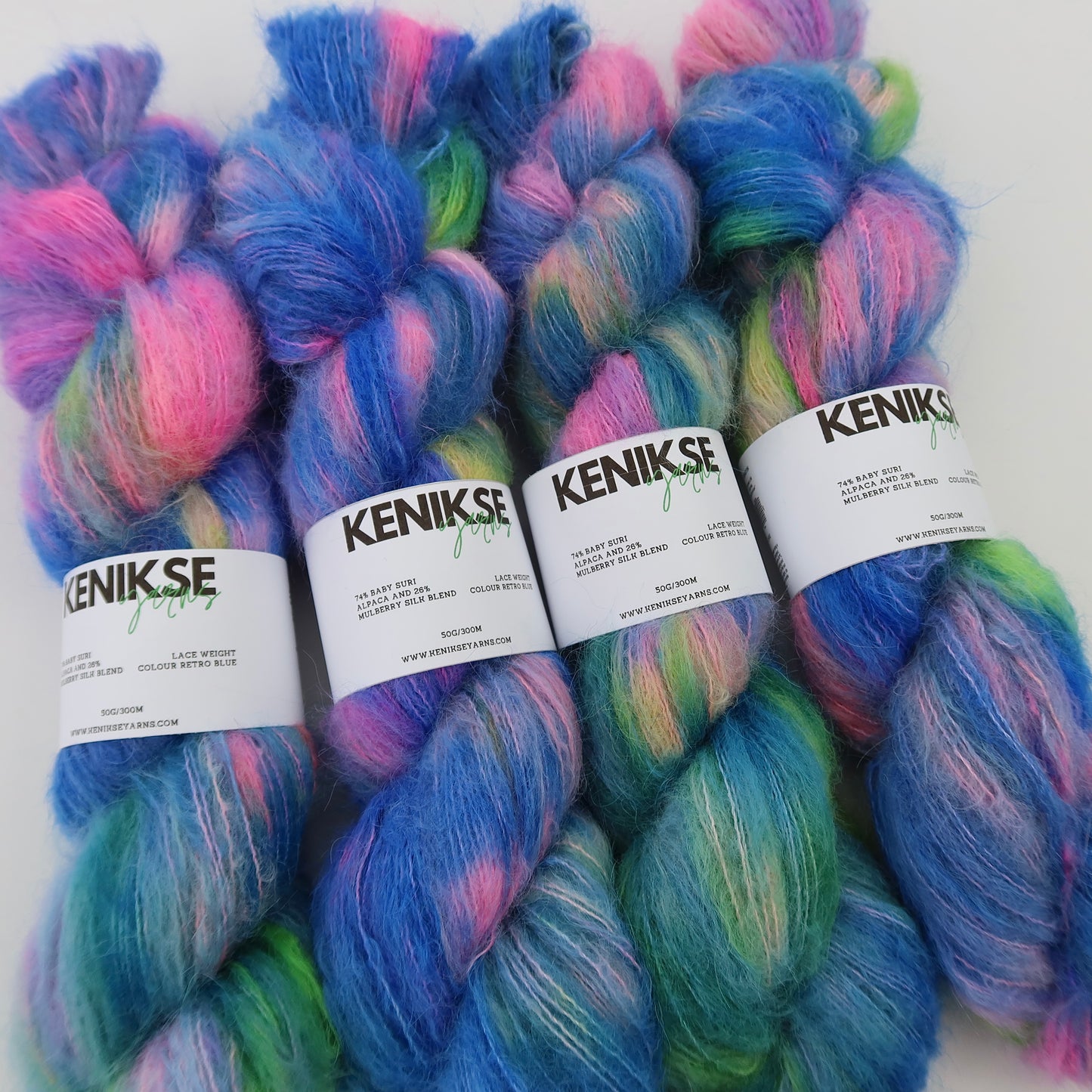 Lace Weight Baby Suri Alpaca and Mulberry Silk 50g in colour Retro Blue