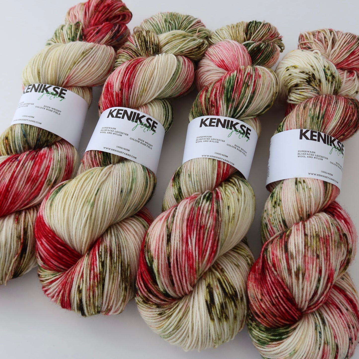 4-ply Superwash Bluefaced Leicester Wool and Nylon Yarn 100g in colour Rose Field