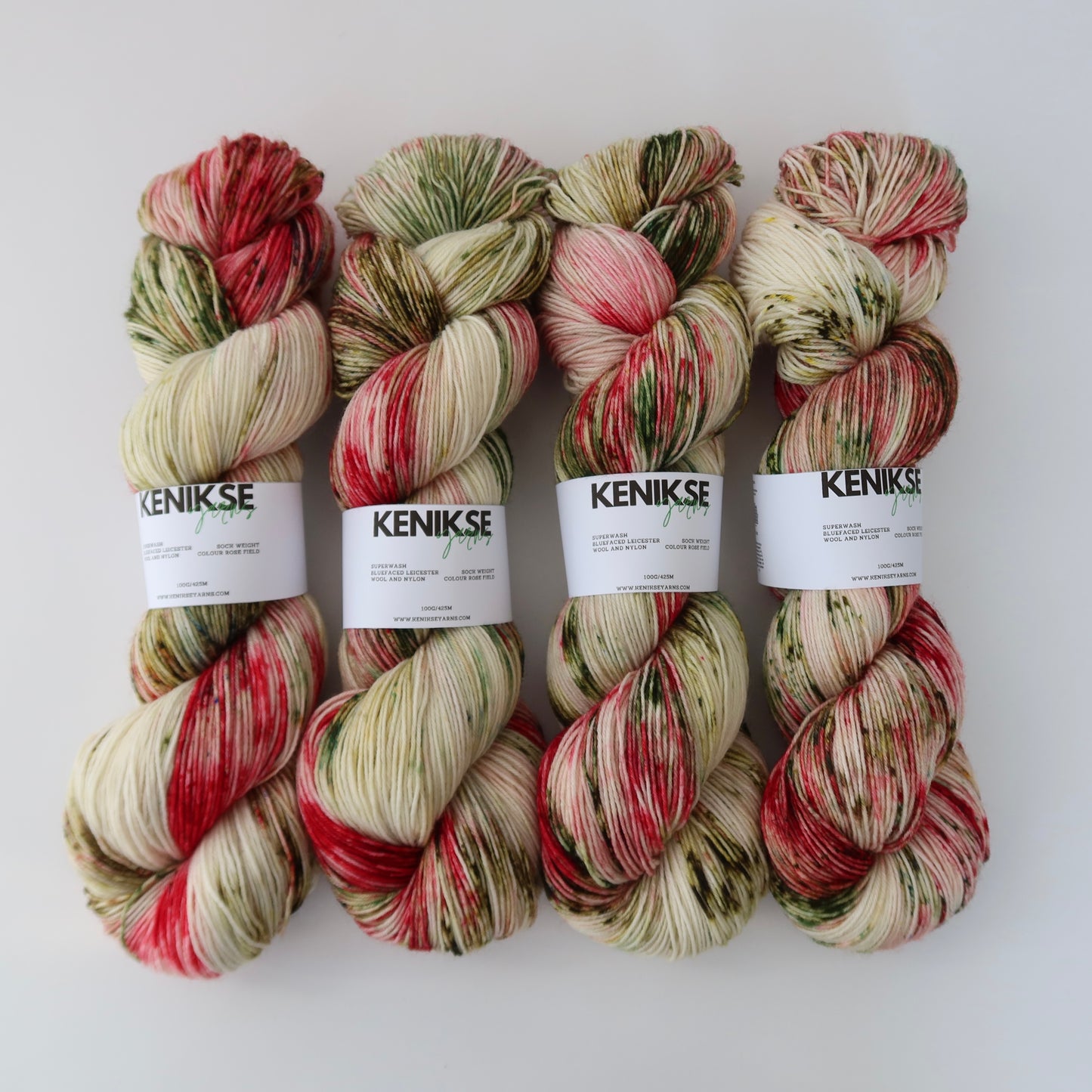 4-ply Superwash Bluefaced Leicester Wool and Nylon Yarn 100g in colour Rose Field