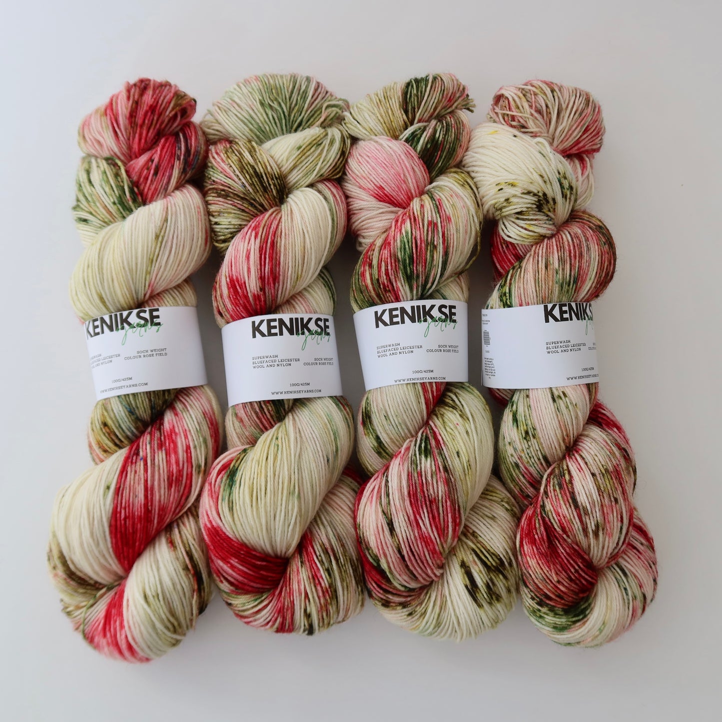 4-ply Superwash Bluefaced Leicester Wool and Nylon Yarn 100g in colour Rose Field