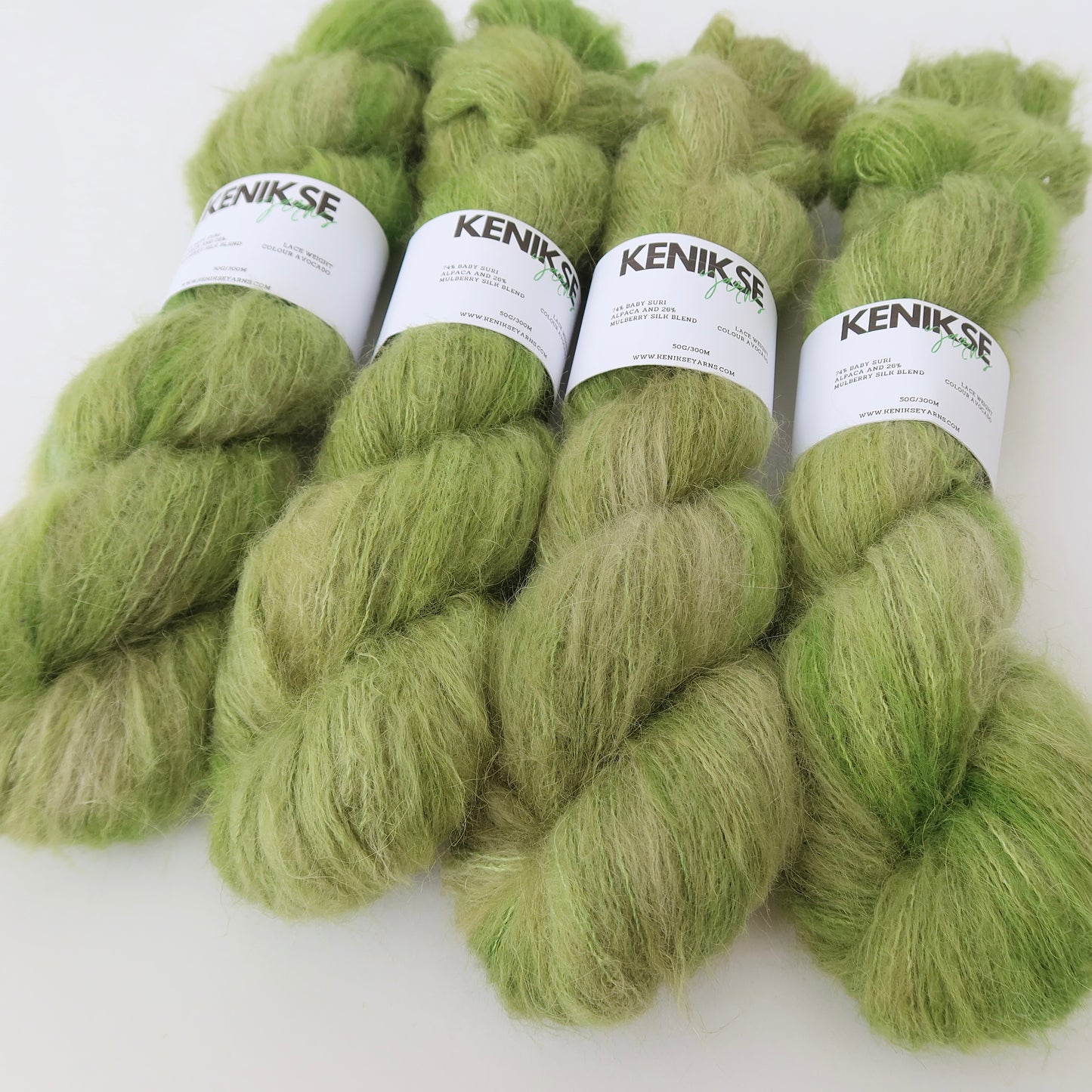 Lace Baby Suri Alpaca and Silk Yarn 50g in colour Avocado