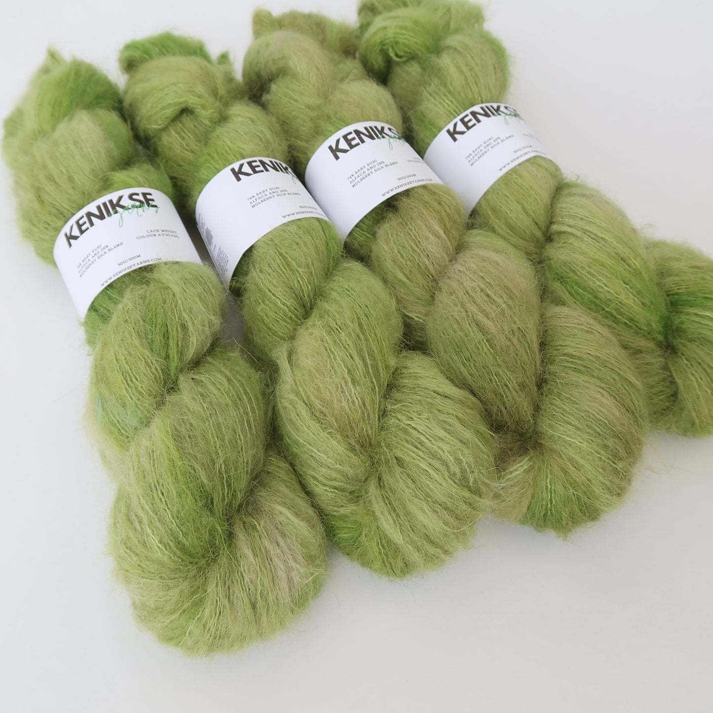 Lace Baby Suri Alpaca and Silk Yarn 50g in colour Avocado