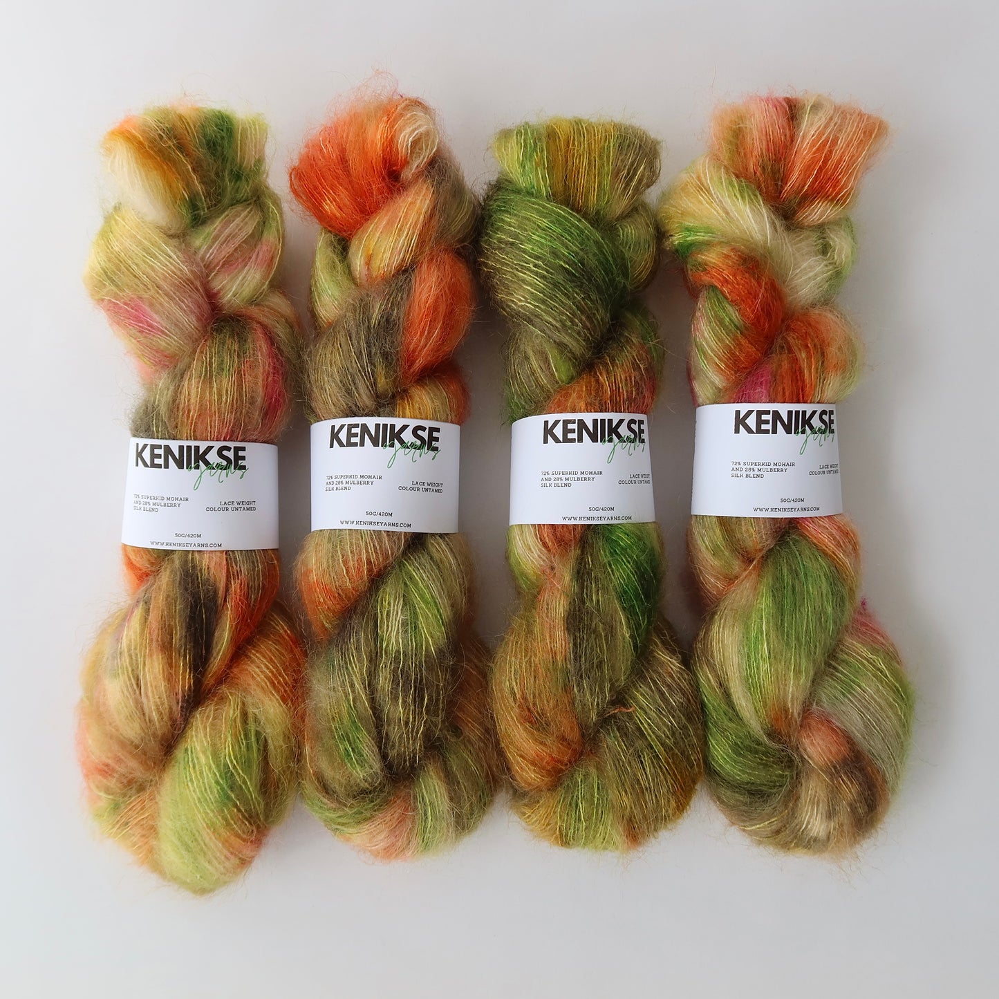 Lace Weight Superkid Mohair and Mulberry Silk Yarn 50g in colour Untamed