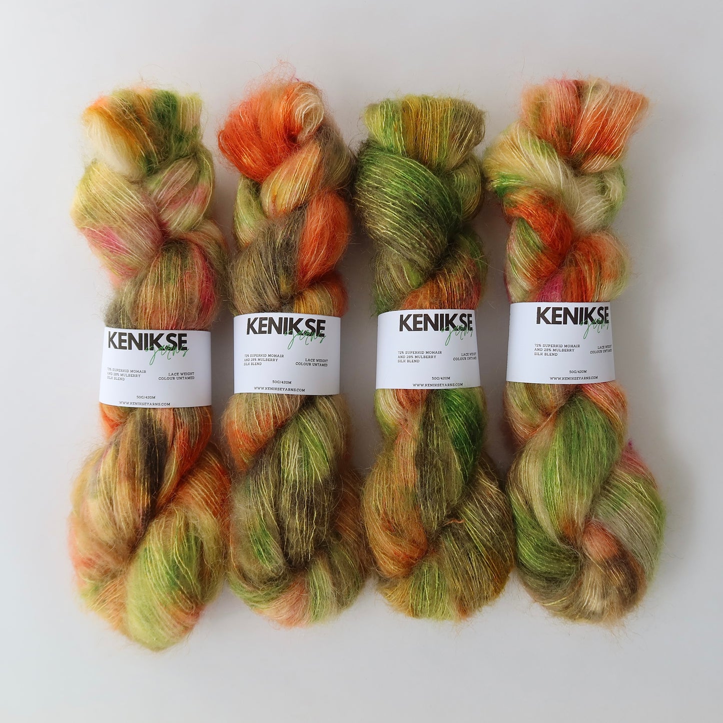Lace Weight Superkid Mohair and Mulberry Silk Yarn 50g in colour Untamed