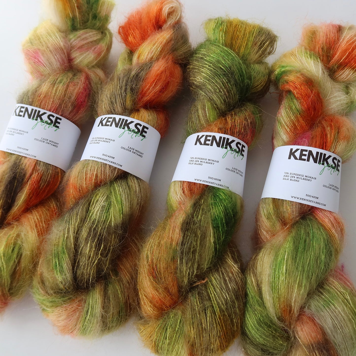 Lace Weight Superkid Mohair and Mulberry Silk Yarn 50g in colour Untamed