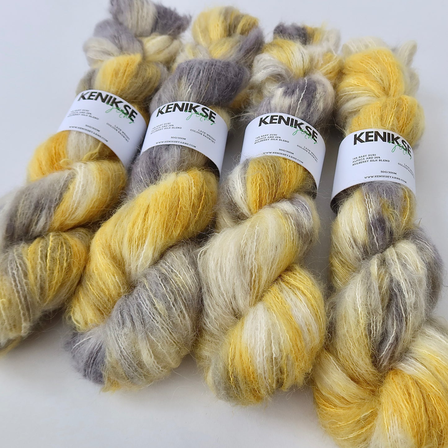 Lace Baby Suri Alpaca and Silk Yarn 50g in colour Ragwort