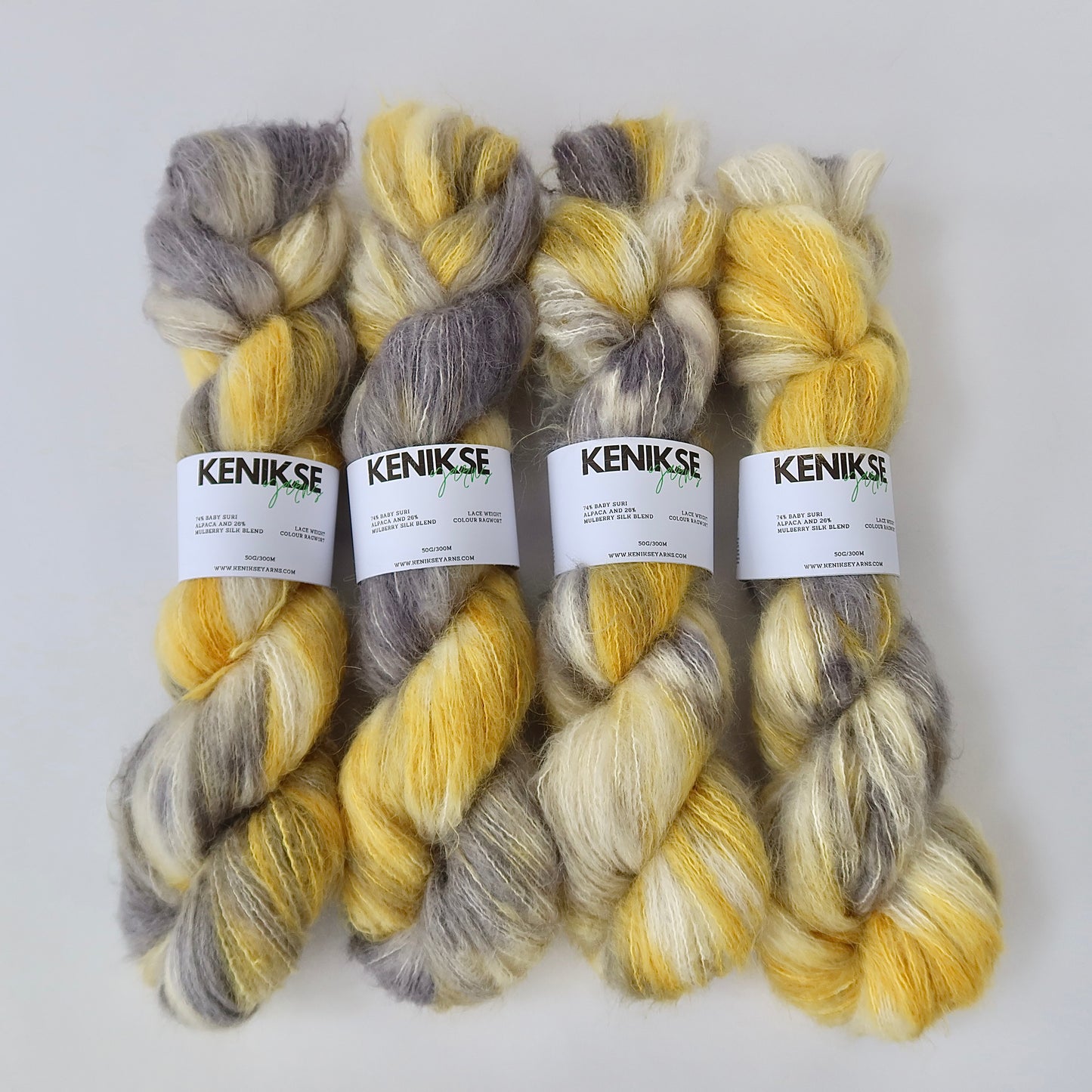 Lace Baby Suri Alpaca and Silk Yarn 50g in colour Ragwort