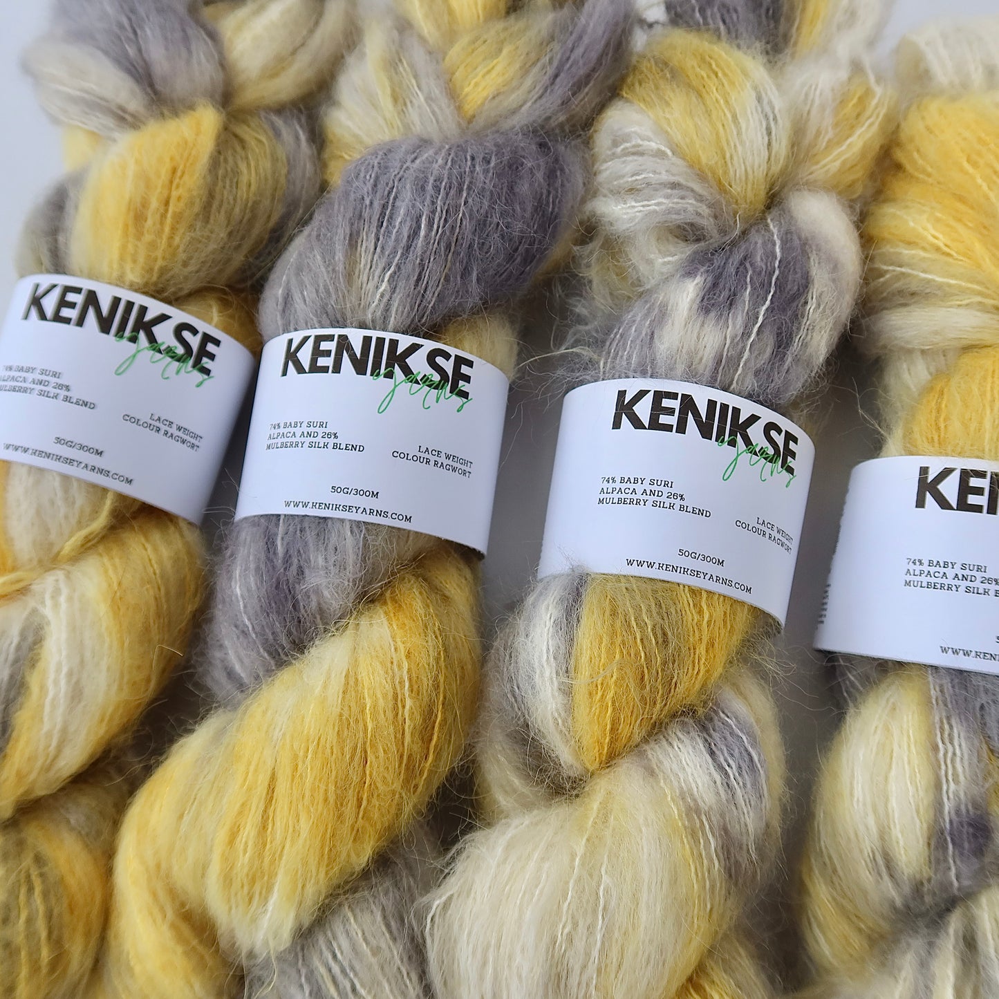 Lace Baby Suri Alpaca and Silk Yarn 50g in colour Ragwort