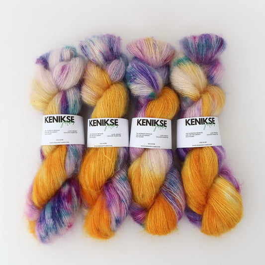 Lace Weight Superkid Mohair and Mulberry Silk Yarn 50g in colour Passover