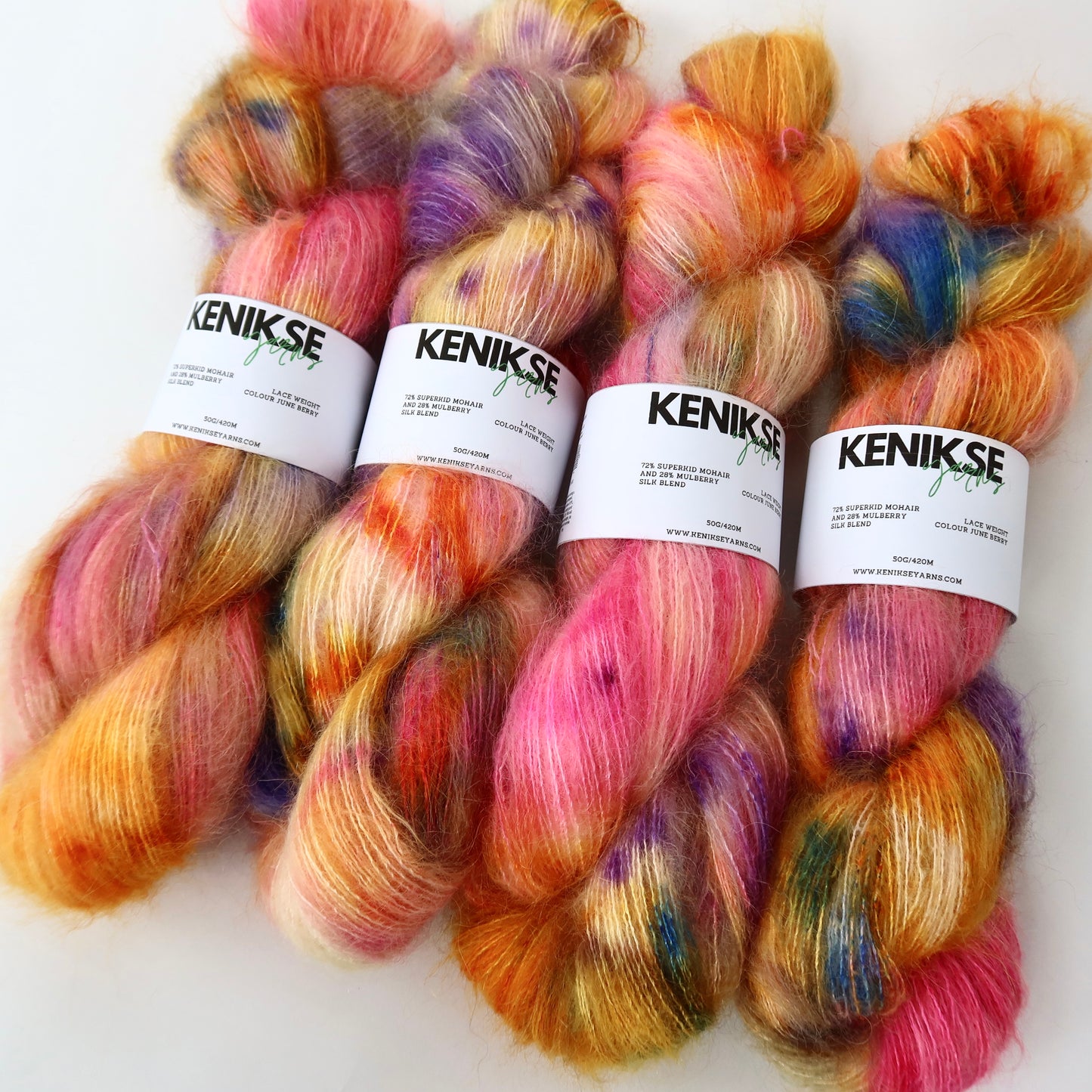 Lace Weight Superkid Mohair and Mulberry Silk Yarn 50g in colour June Berry