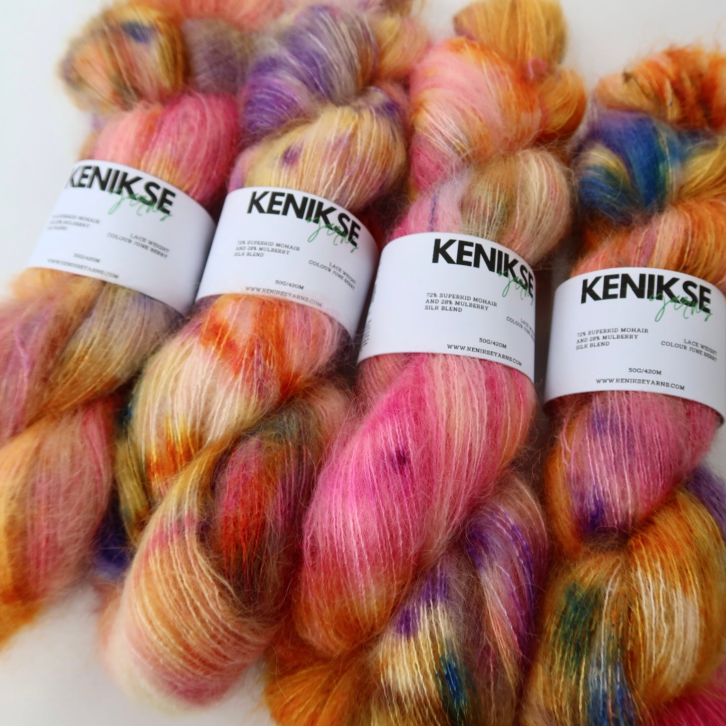 Lace Weight Superkid Mohair and Mulberry Silk Yarn 50g in colour June Berry