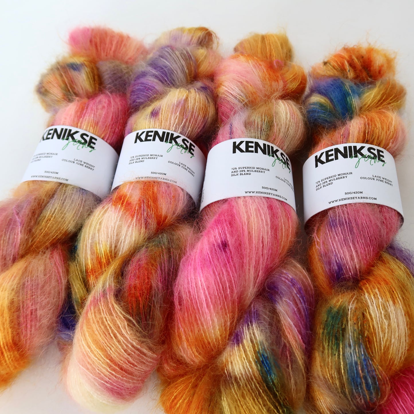 Lace Weight Superkid Mohair and Mulberry Silk Yarn 50g in colour June Berry