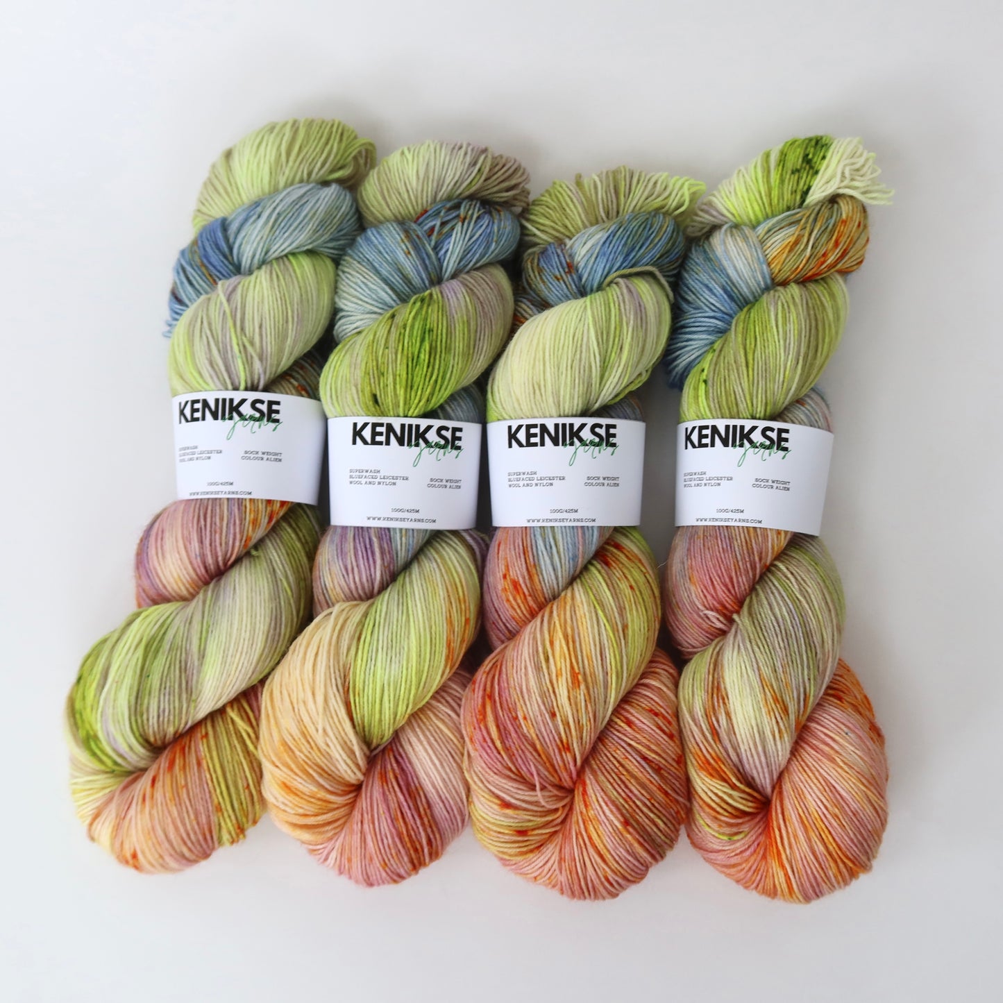 4-ply Superwash Bluefaced Leicester Wool and Nylon Yarn 100g in colour Alien