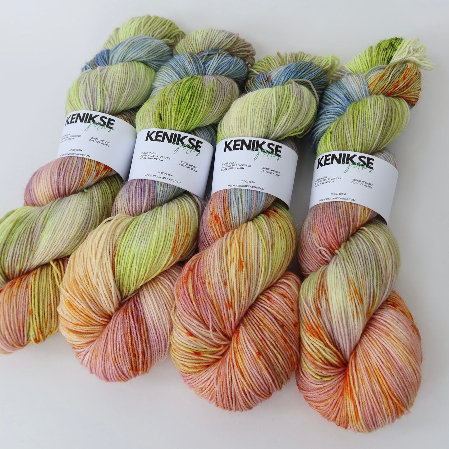 4-ply Superwash Bluefaced Leicester Wool and Nylon Yarn 100g in colour Alien