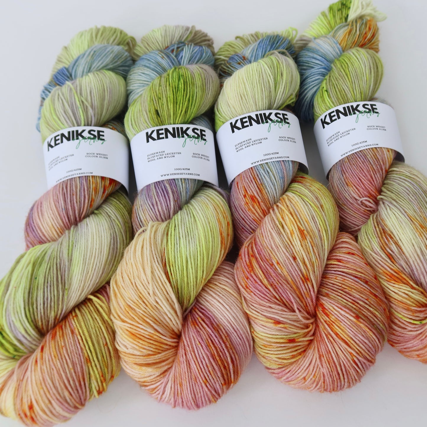 4-ply Superwash Bluefaced Leicester Wool and Nylon Yarn 100g in colour Alien