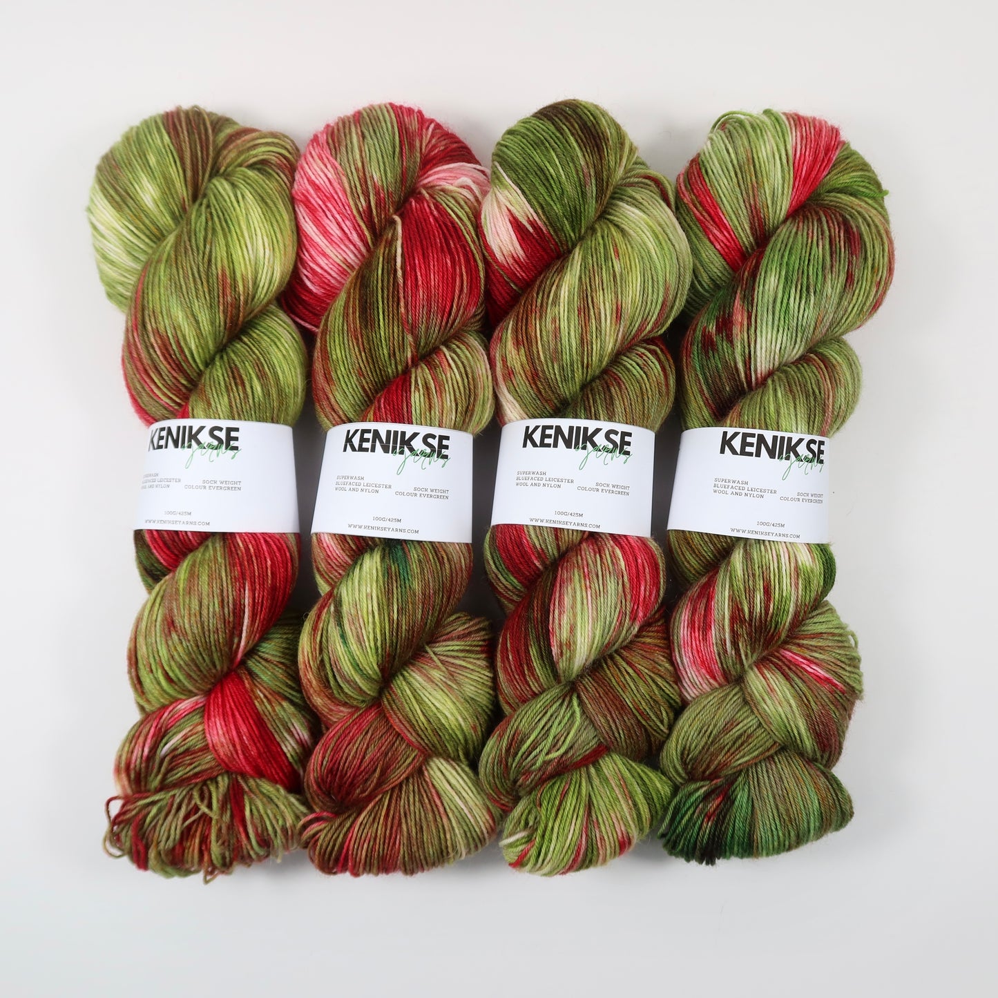 4-ply Superwash Bluefaced Leicester Wool and Nylon Yarn 100g in colour Evergreen