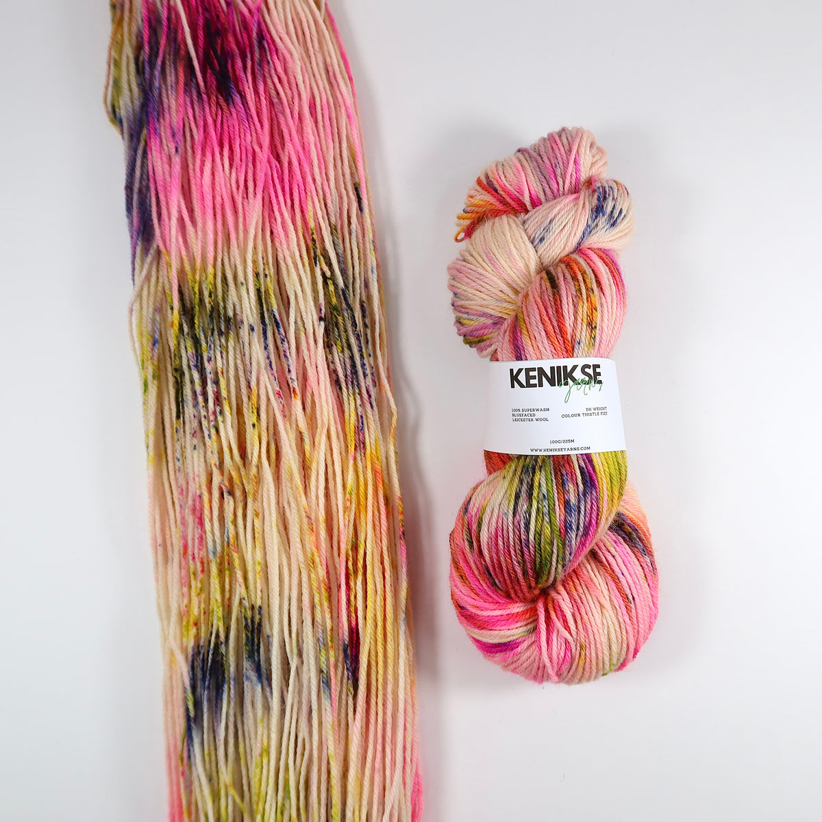 DK Superwash Bluefaced Leicester Wool and Nylon Yarn 100g in colour Thistle Fizz