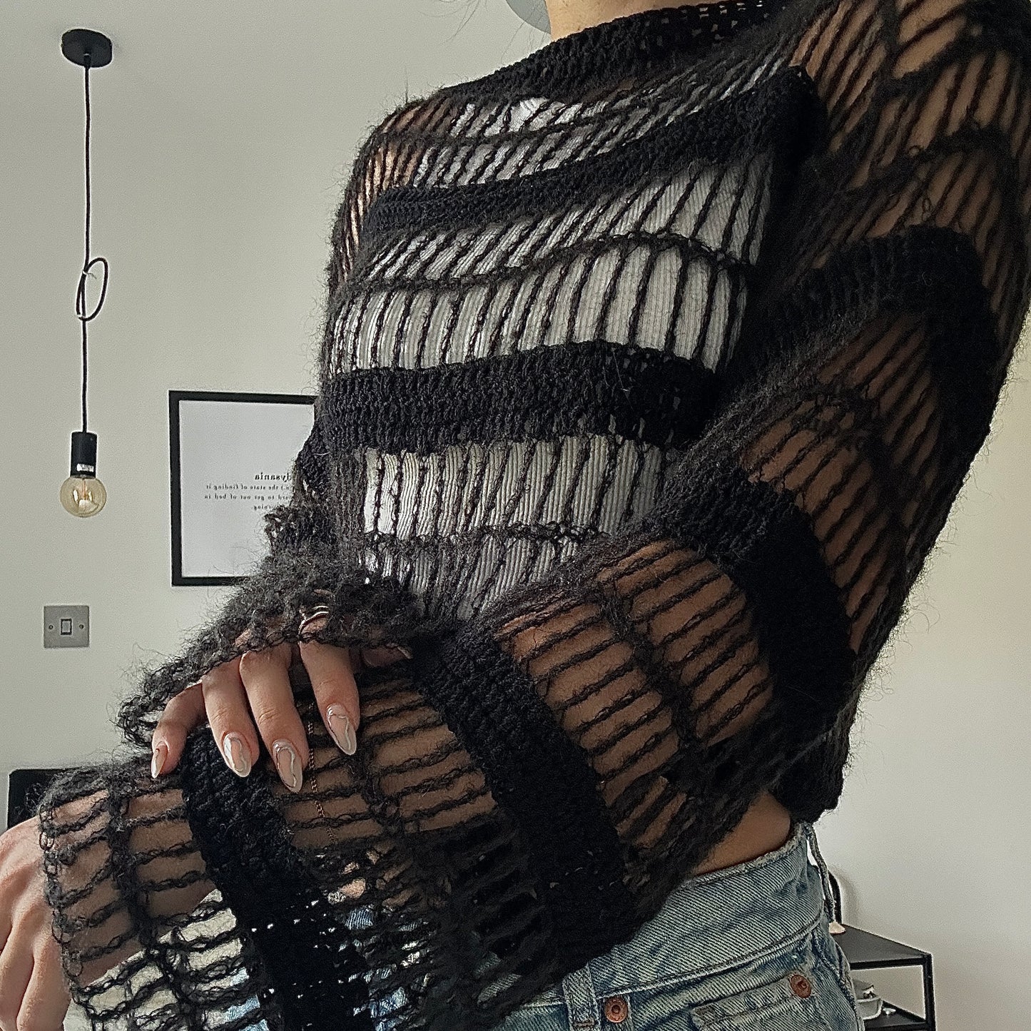 Crochet Cropped Long Sleeve Mesh Top Pattern