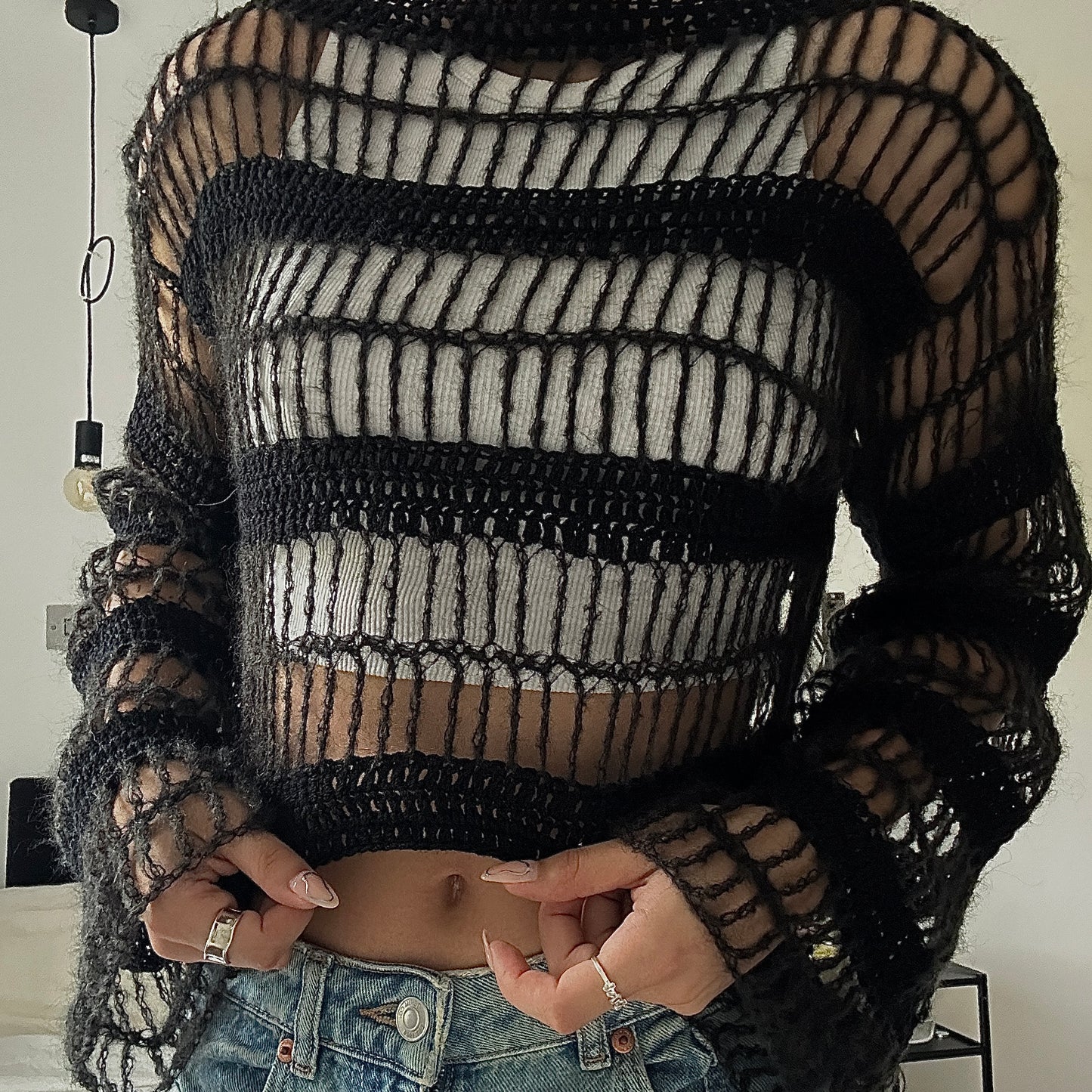 Crochet Cropped Long Sleeve Mesh Top Pattern