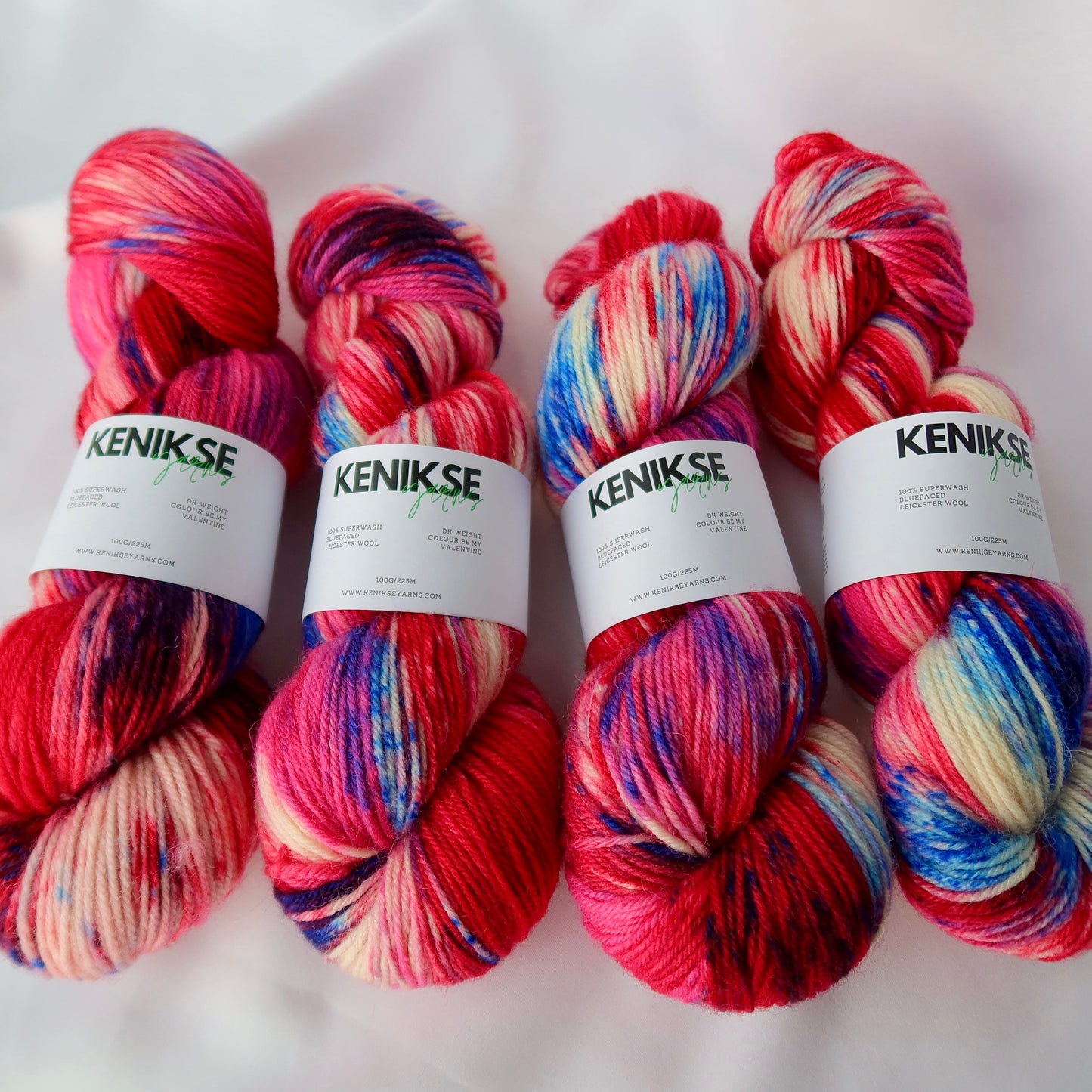 DK Superwash Bluefaced Leicester Wool Yarn 100g in colour Be My Valentine