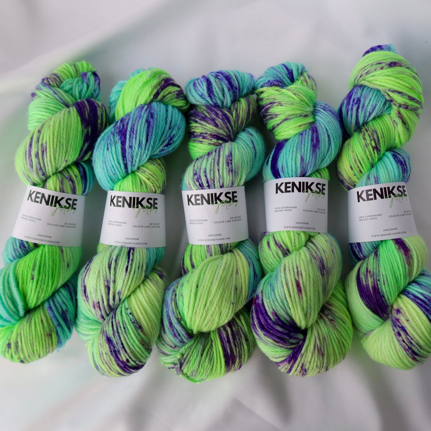 DK Superwash Merino Wool Yarn 100g in colour Lime Paradise