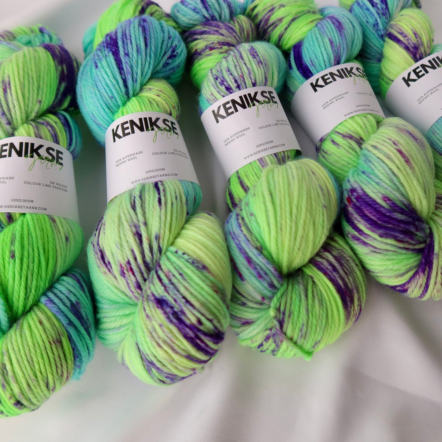 DK Superwash Merino Wool Yarn 100g in colour Lime Paradise