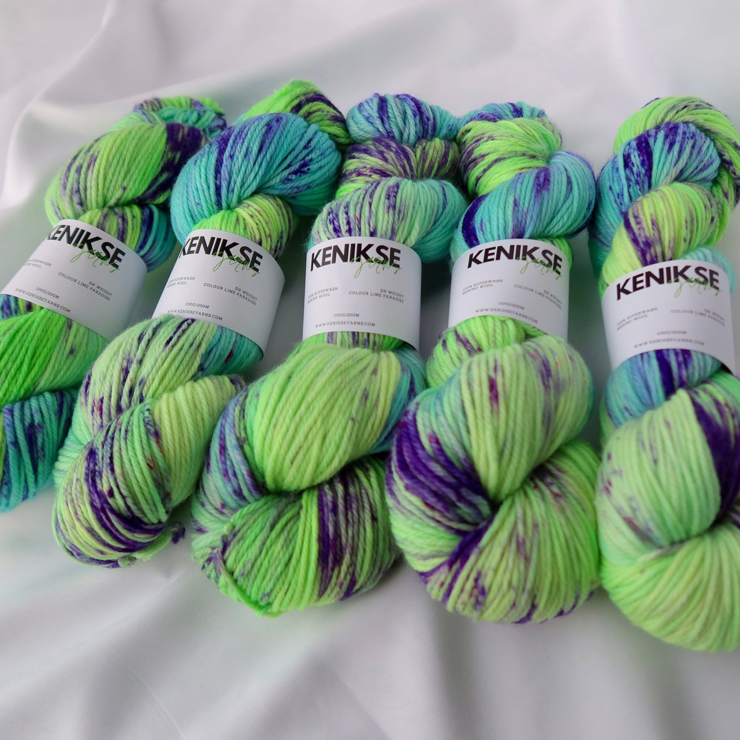 DK Superwash Merino Wool Yarn 100g in colour Lime Paradise