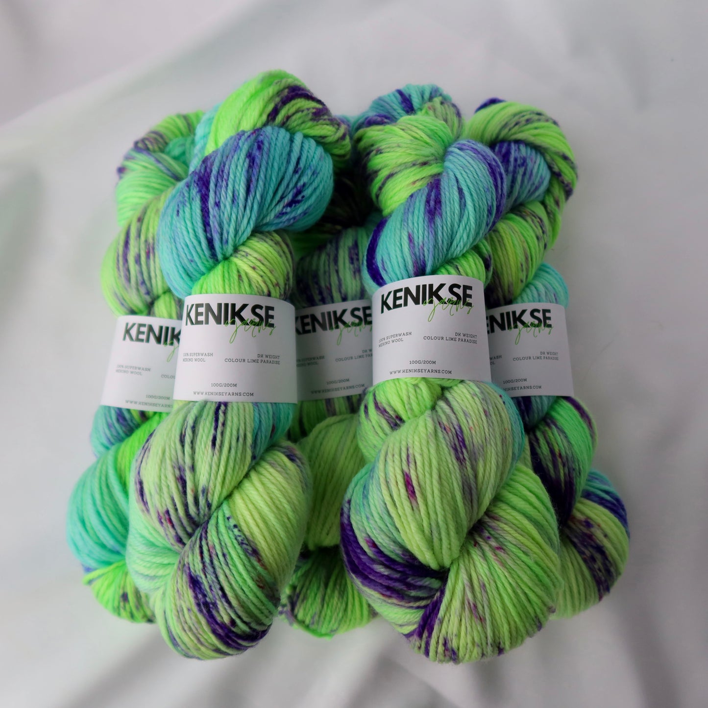 DK Superwash Merino Wool Yarn 100g in colour Lime Paradise