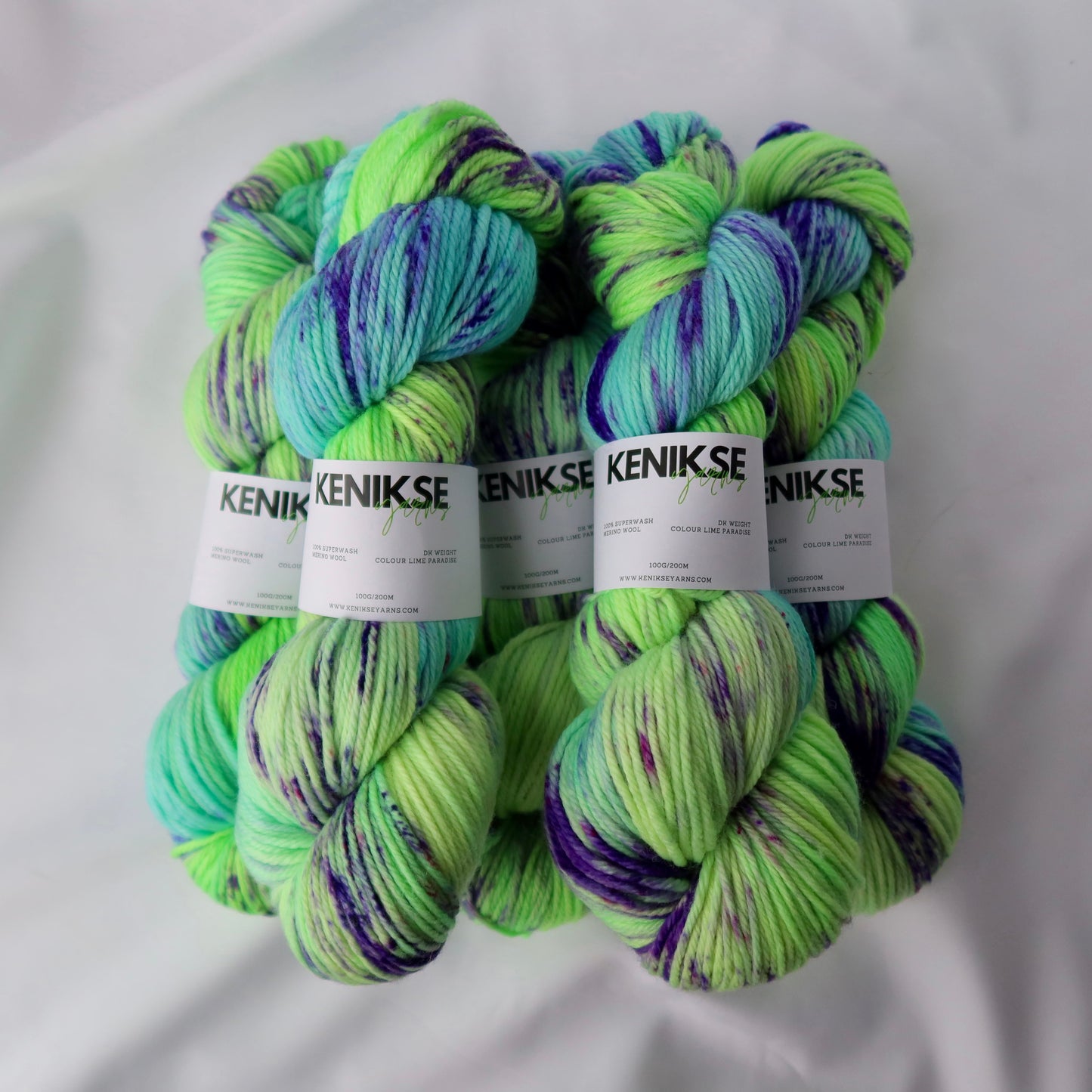 DK Superwash Merino Wool Yarn 100g in colour Lime Paradise