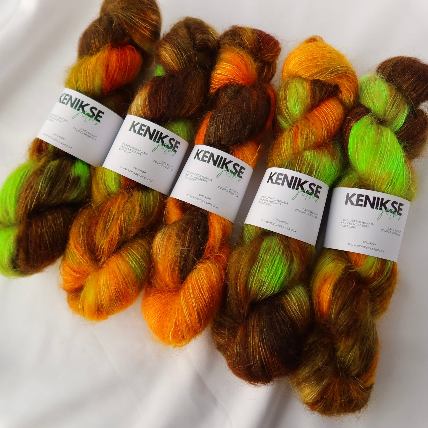 Lace Weight Superkid Mohair and Mulberry Silk Yarn 50g in colour Moss Fox