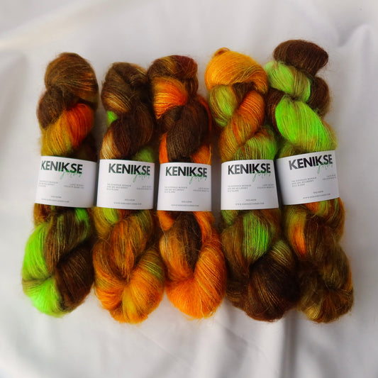 Lace Weight Superkid Mohair and Mulberry Silk Yarn 50g in colour Moss Fox