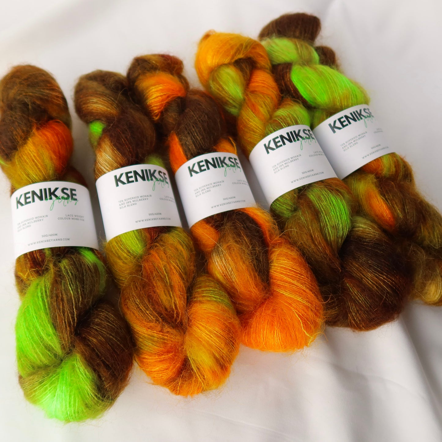 Lace Weight Superkid Mohair and Mulberry Silk Yarn 50g in colour Moss Fox