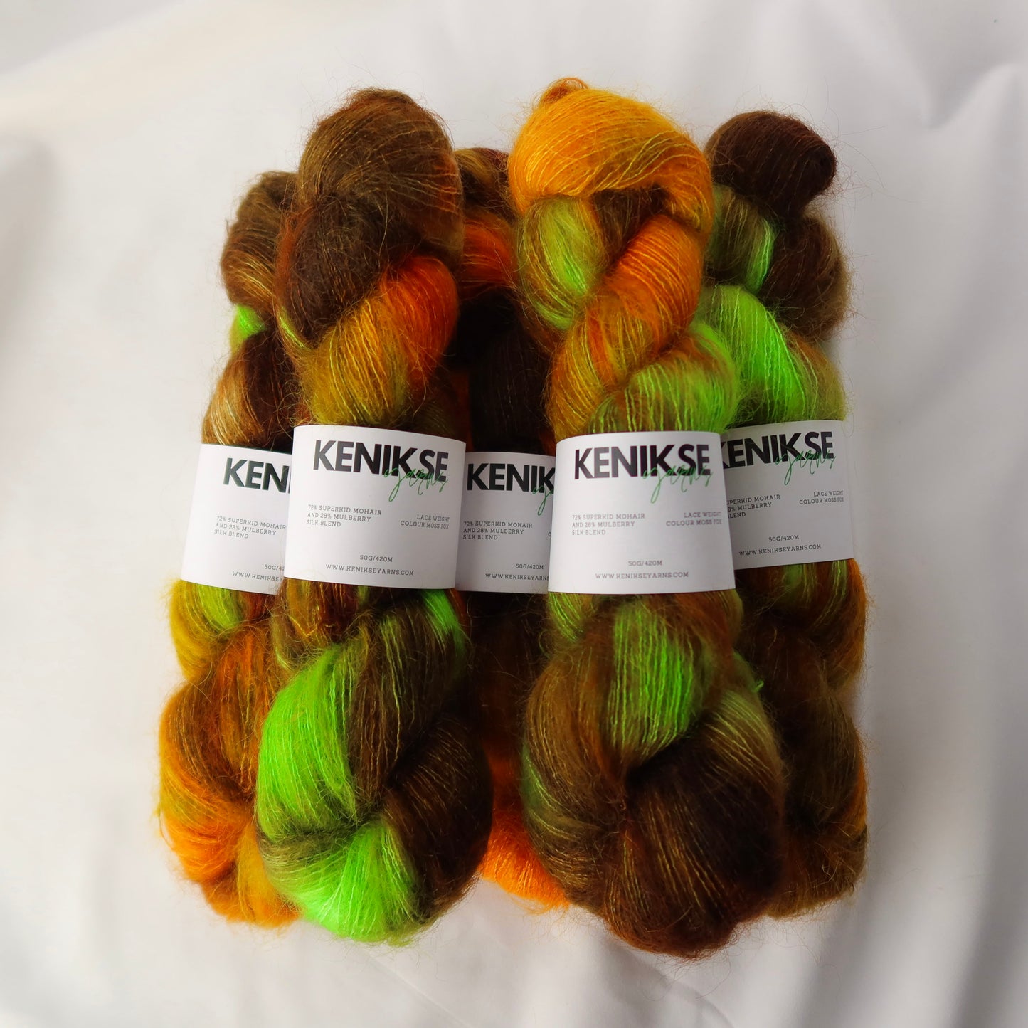 Lace Weight Superkid Mohair and Mulberry Silk Yarn 50g in colour Moss Fox