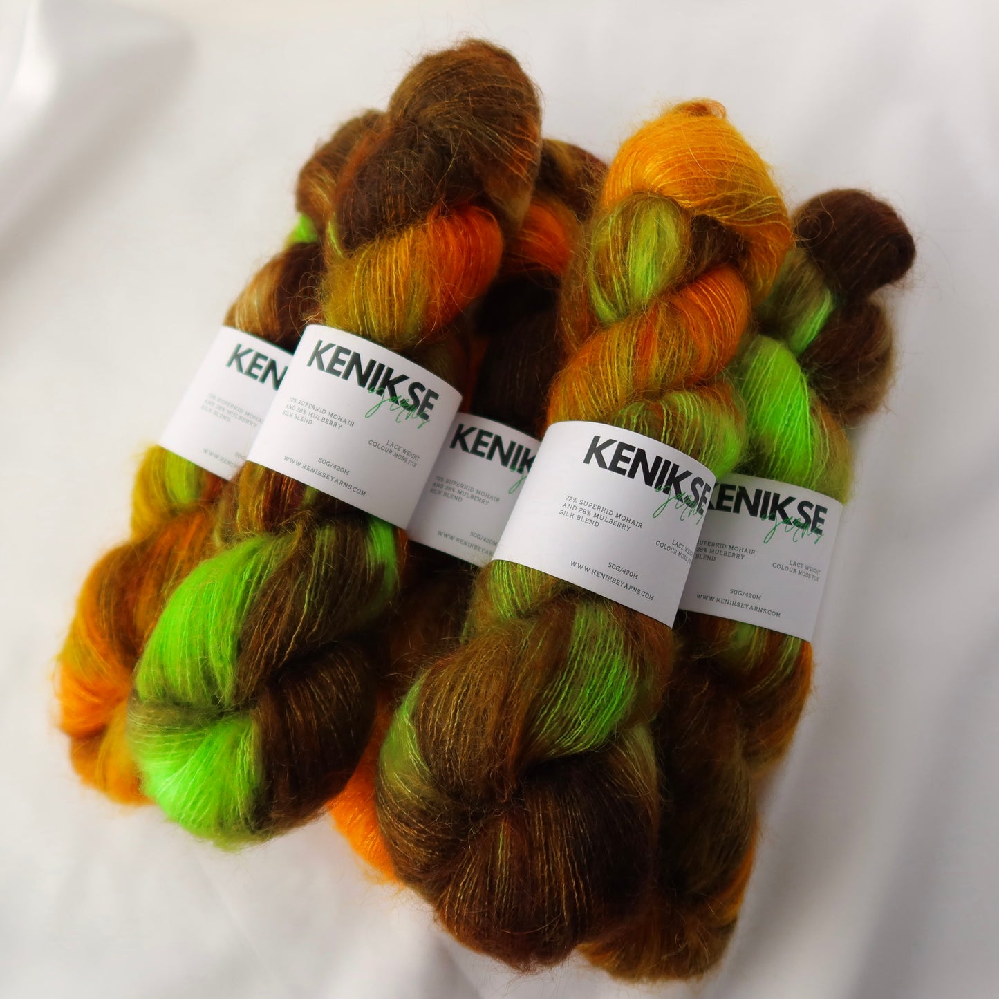 Lace Weight Superkid Mohair and Mulberry Silk Yarn 50g in colour Moss Fox