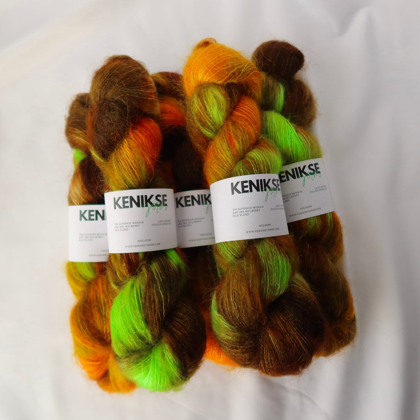 Lace Weight Superkid Mohair and Mulberry Silk Yarn 50g in colour Moss Fox