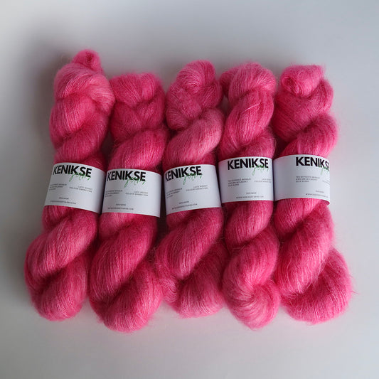 Lace Weight Superkid Mohair and Mulberry Silk Yarn 50g in colour Barbie Pink