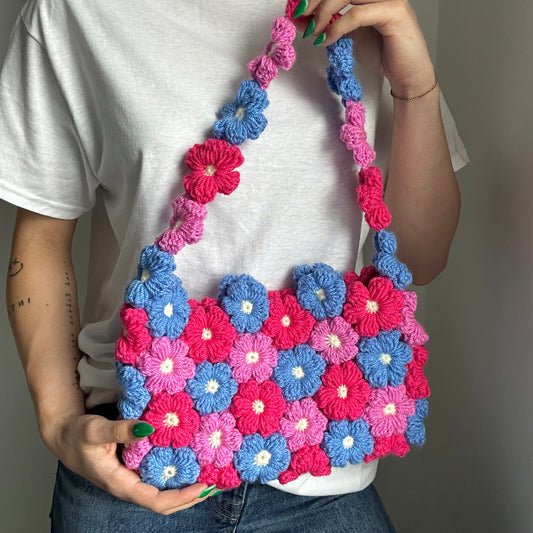 Crochet Puff Flower Handbag Pattern