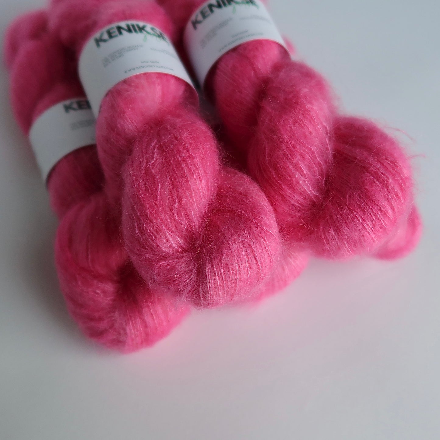 Lace Weight Superkid Mohair and Mulberry Silk Yarn 50g in colour Barbie Pink