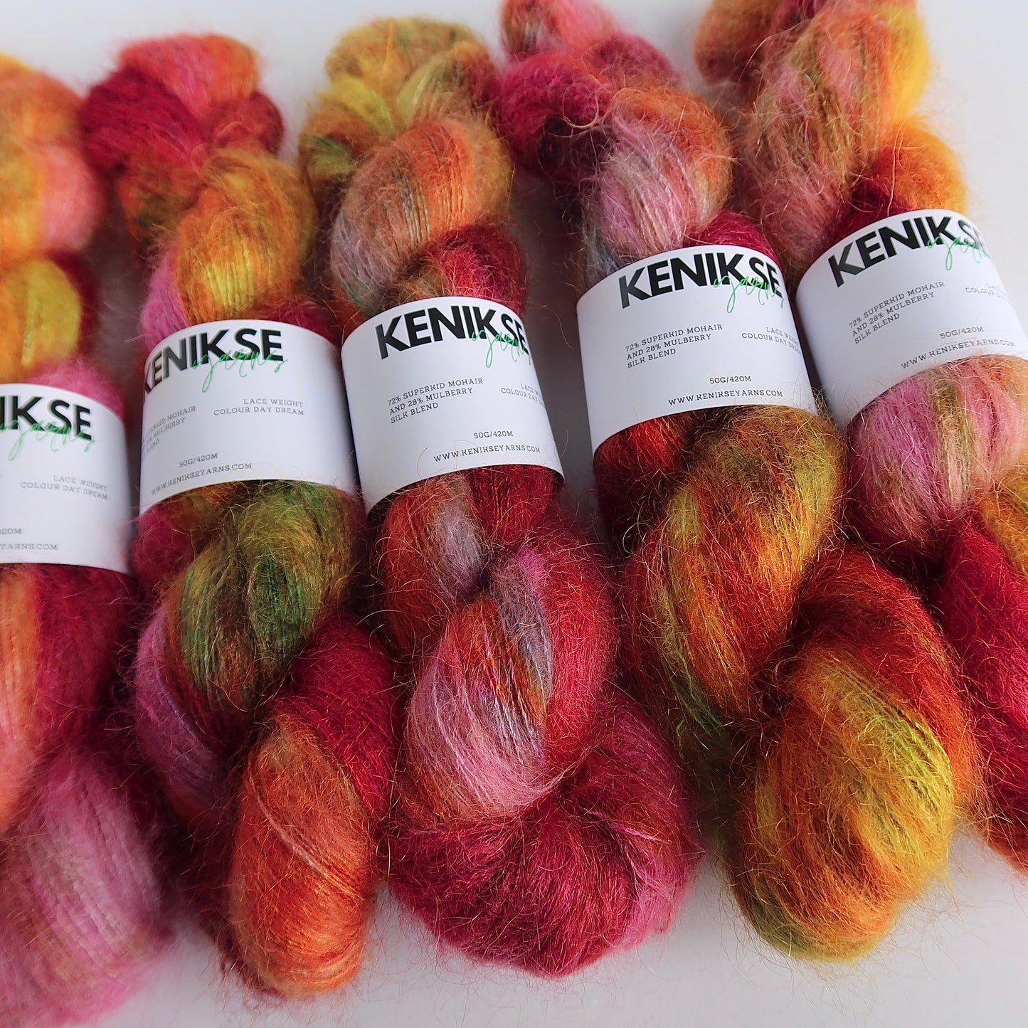 Lace Weight Superkid Mohair and Mulberry Silk Yarn 50g in colour Day Dream