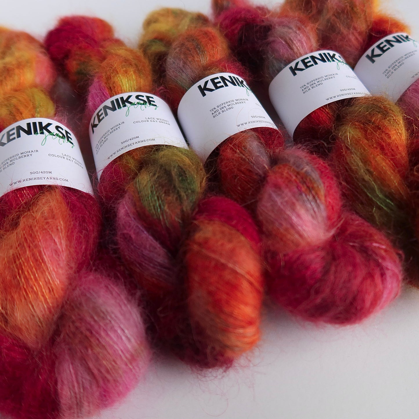 Lace Weight Superkid Mohair and Mulberry Silk Yarn 50g in colour Day Dream