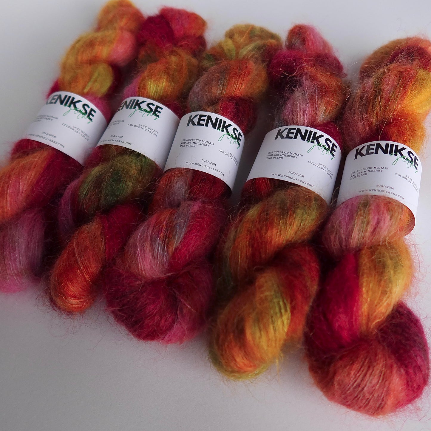 Lace Weight Superkid Mohair and Mulberry Silk Yarn 50g in colour Day Dream