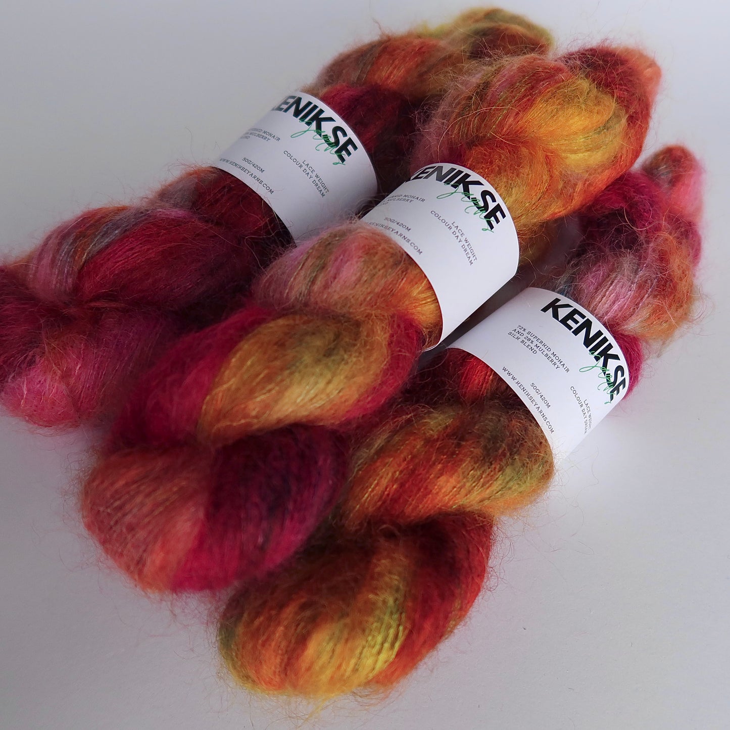 Lace Weight Superkid Mohair and Mulberry Silk Yarn 50g in colour Day Dream