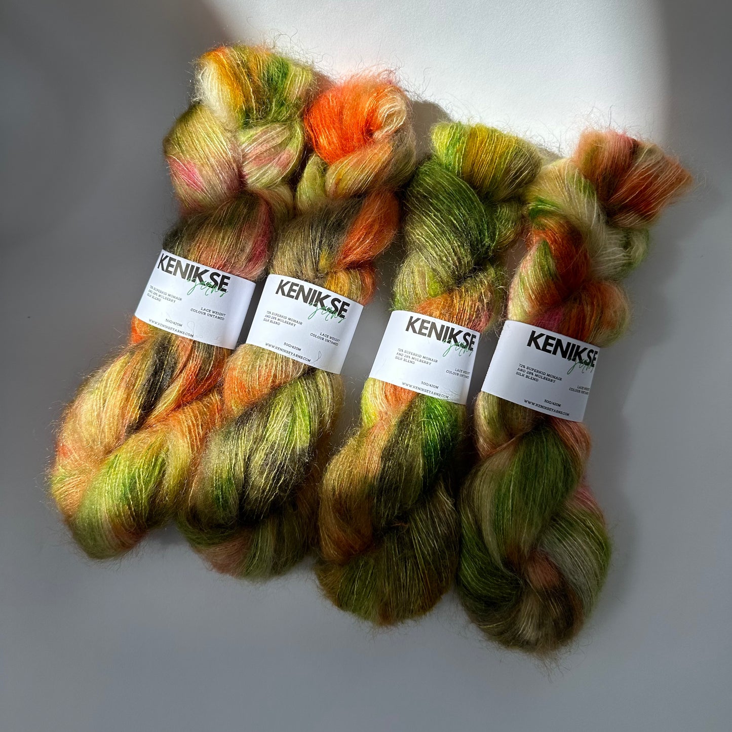 Lace Weight Superkid Mohair and Mulberry Silk Yarn 50g in colour Untamed