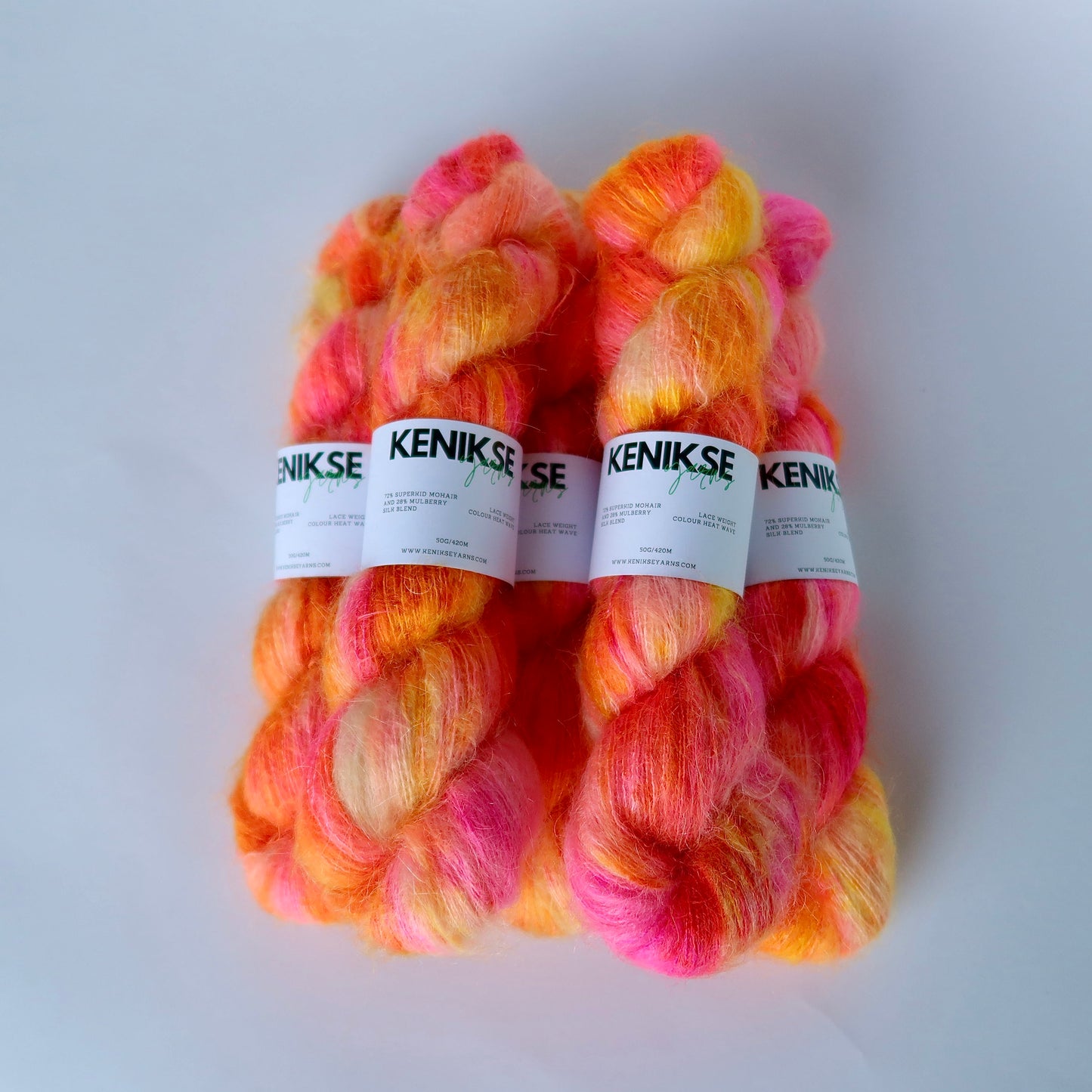 Lace Weight Superkid Mohair and Mulberry Silk Yarn 50g in colour Heat Wave