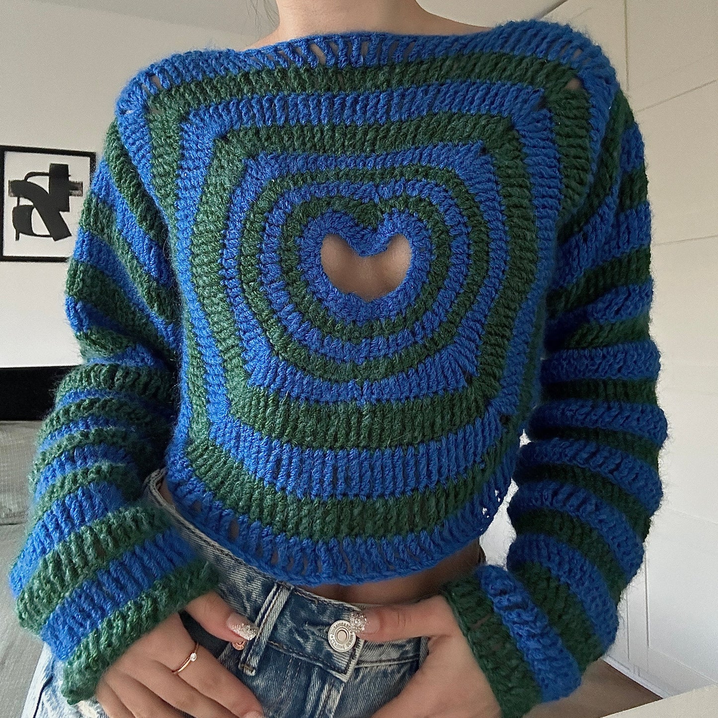 Crochet Heart Cut Out Sweater Pattern